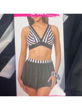 Spree Intimates 3 Piece Referee Set Costume Large Black White New
